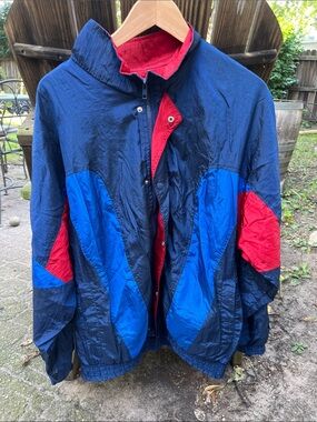 Lavon Men's Red and Blue Windbreaker Jacket